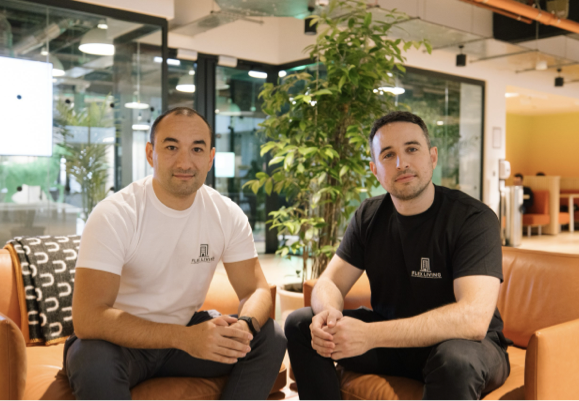 Raouf Yousfi and Michael Buggy, founders of The Flex, sitting together in an office lounge
